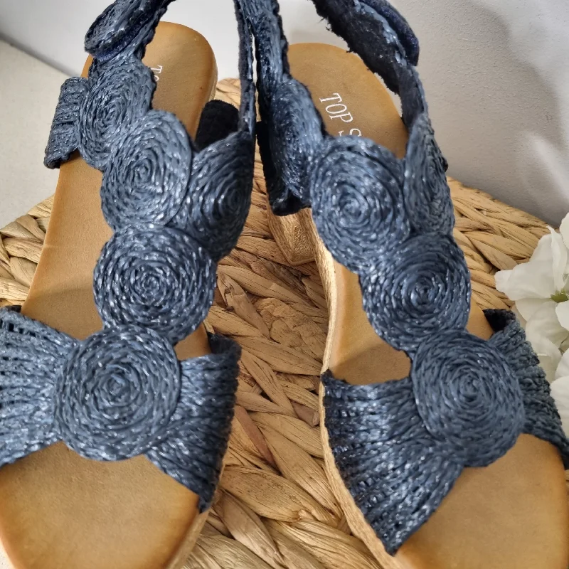 Fabric Spiral Design Platform Heel Sandal