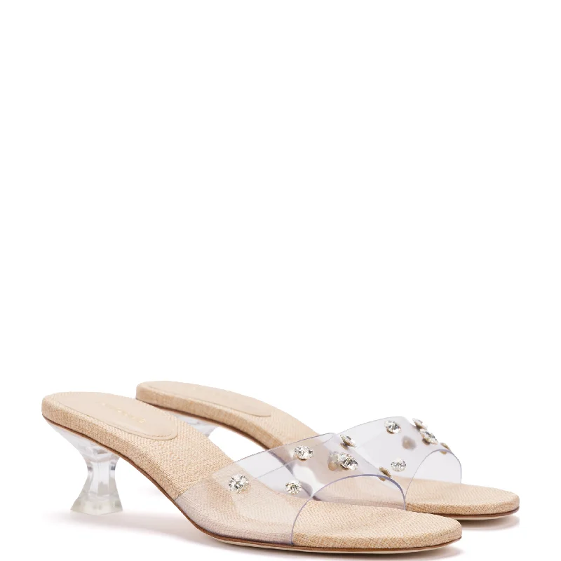 Vivi Lucite Mule in Clear Vinyl with Swarovski® Crystals