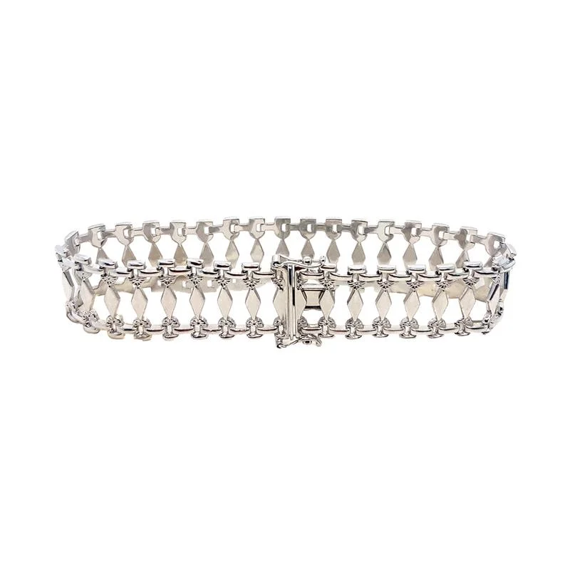 9K White Gold Marquise Link Bracelet