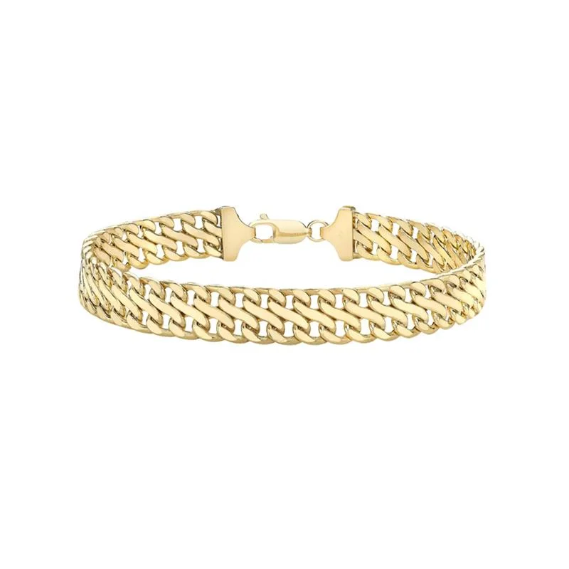 9K Yellow Gold 9mm Double-Curb Chain Bracelet /7.5