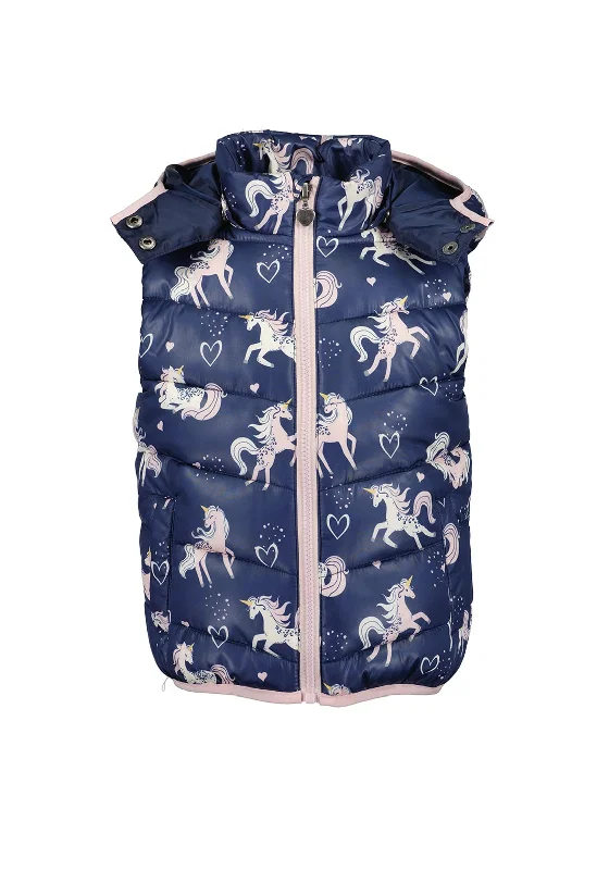 Blue Seven Girls Unicorn Full Zip Gilet, Navy