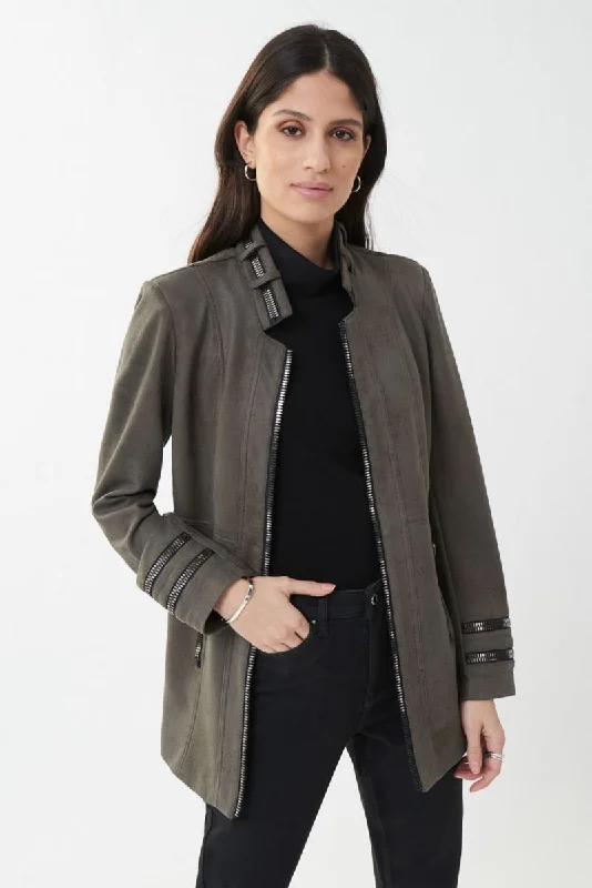 Joseph Ribkoff Grey Faux leather Zipped Jacket