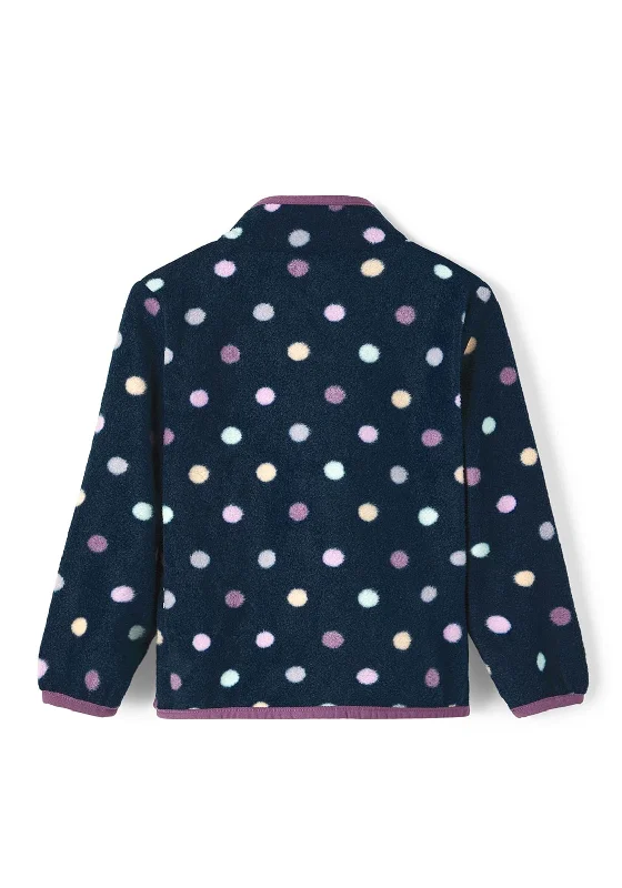 Name It Mini Girl Meeko Polka Dot Fleece, Dark Sapphire